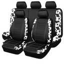 Flying Banner car seat Covers Protects Water Proof Faux Leather Carbon Fiber Front and Rear Bench (Cow Black, Full Set - 8PCS)