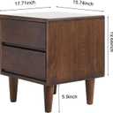 Solid Oak Wood Nightstand, Bedside Table with 2 Drawer, Mid-Century Luxury Night Stand, Modern Sofa Side End Table, Farmhouse Wooden Night Stand for Bedroom, Easy Assembly, Walnut Color