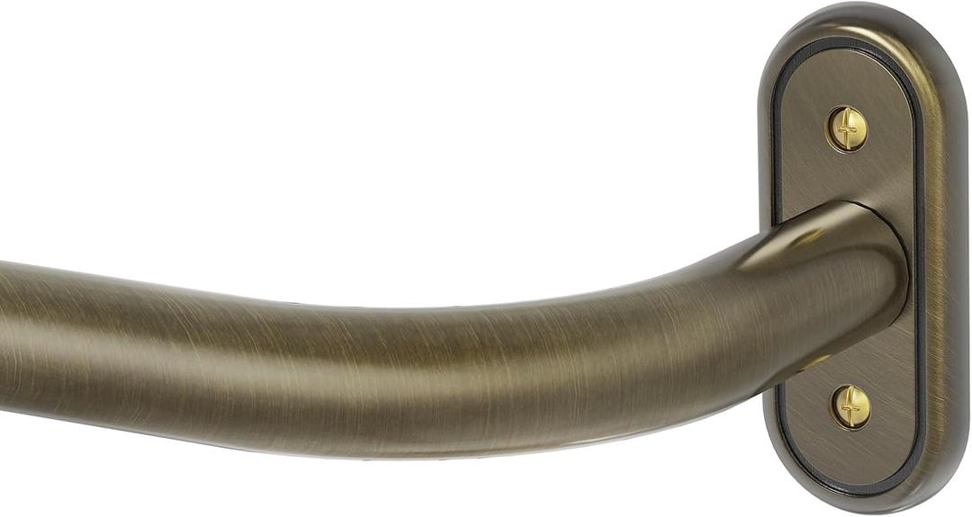 Antique Bronze Wrap Around Curtain Rod, Long Heavy Duty Blackout Curtain Rods for Windows 66 to 120 Inch, 1 Inch Adjustable Room Darkening Window Treatment Rods for Bedroom, Living Room