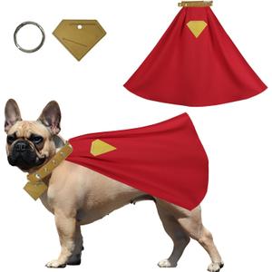 Dog Costume Cape Cosplay Set Red Pet Halloween Cosplay with Soft Collar and Tag Pet Costume for for Dogs or Cats for Halloween and Parties for 13.4-15'', Small