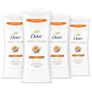 Dove Advanced Care Antiperspirant Deodorant Stick Passion Fruit & Lemongrass scent 4 Count Antiperspirant deodorant with Pro Ceramide Technology 72-hour odor control and all-day sweat protection 2.6oz