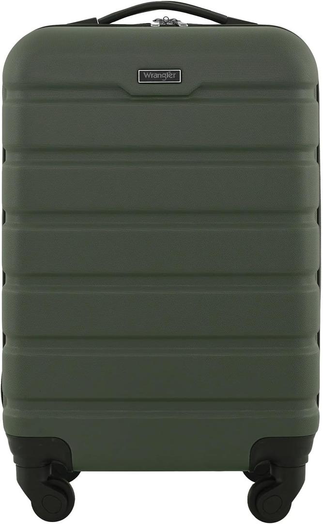Wrangler Hardside Carry-On Spinner Luggage, Olive, 20-Inch