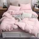 PURE ERA Jersey Knit Duvet Cover Set 100% T-Shirt Cotton Super Soft Comfy 3pc Bedding Set with Zipper Closure (Heather Pink, King)