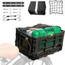 Bike Foldable Rear Basket, Rear Bicycle Cargo Rack, Ebike Storage Rear Basket with Large Capacity, Cargo Net and Rainproof Cover, Easy to Install. Resistant to Heat & Corrosion