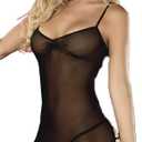 Women Sexy Bodysuit Sheer Lace Trim Small