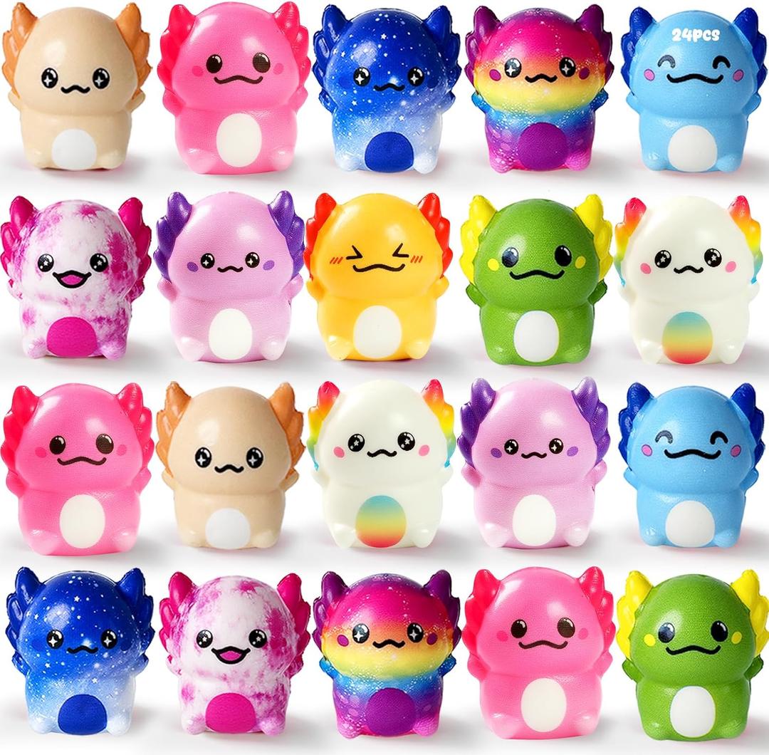 24PCS Axolotl Slow Squishy Toy,Slow Rising Squishy,Axolotl Stress Relief Fidget Toy,Axolotl Squishies Party Favors for Adults Kids