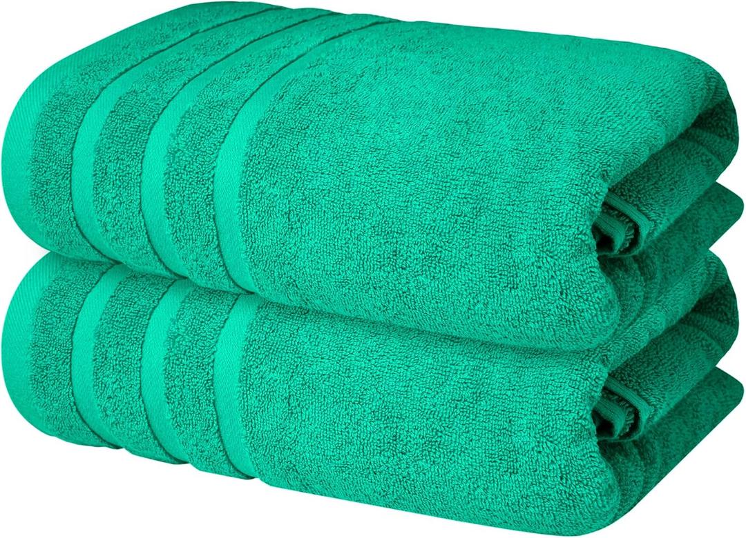 Infinitee Xclusives 100% Cotton Luxury Bath Towels Set of 2 (27x54 Inches), Soft, Absorbent, Quick Dry, Perfect Towels for Bathroom, Gym, Spa & Hotel |Vivid Green|