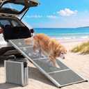 Dog Ramp for Car, 7"1L x 24"W Ultra-Wide Aluminum Outdoor Pet Ramp for Medium & Large Dogs, High-Traction Coil Surface, 4-Fold Design, Ideal for SUVs, Trucks, and Stairs, 250 lb Capacity