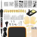 100W Wood Burning Kit with Digital Pen & LED Display, 60PCS Adjustable Wood Burner Tool (180520C), 28 Tips & 7 Stencils, for Beginners and Adults, Solder/Hot Knife Functions, Stand, Gloves & Case