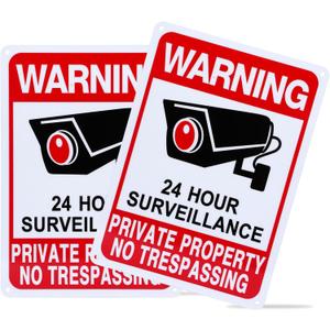 2-Pack No Trespassing Signs Private Property, Video Surveillance Signs Outdoor  2025 Version, 10 x 7 in UV Printed Fade-Resistant Rust-Free Aluminum  Ideal for Home, Business, Driveway, CCTV
