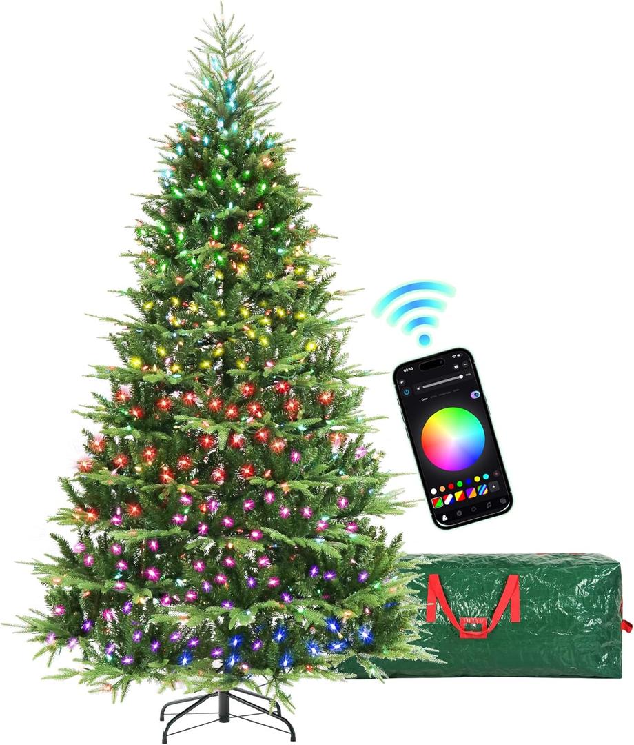 HOLLO STAR 6 ft Prelit Christmas Tree with 450 LED Lights, App Control, Aspen Artificial Christmas Tree, Multi-Color RGBW Lights, 1632 PE & PVC Branch Tips, Xmas Tree, for Home, Party