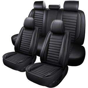 MINGBRON Car Seat Covers,Car Seat Protector Waterproof,Seat Covers Full Set, Car Seat Protectors,Automotive Seat Covers Fit for Most Cars Black (5 Seat Covers (Front & Rear))