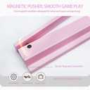 Pink Mahjong Racks with Pushers Magnetic, Set of 4 Wooden Mahjong Tile Racks with Pusher for American Mah Jongg, Easy Storage & Travel, 17 inches