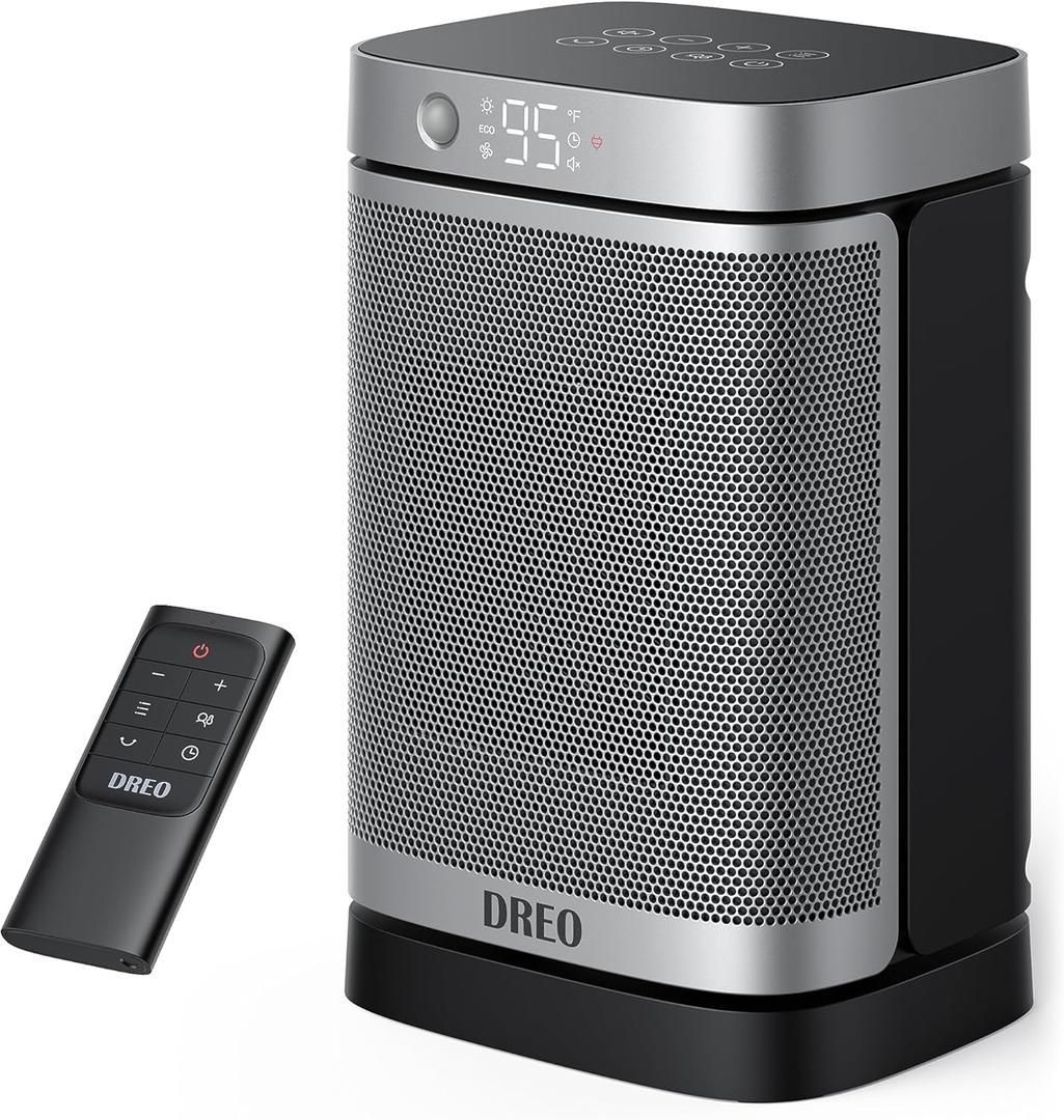 Dreo Space Heater with Motion Sensor, 2022 Upgraded 1500W Electric Heater with 70 Oscillating, Digital Thermostat, Remote Control, Motion Detection, Auto Turning On/Off, for Garage, Office, Indoor