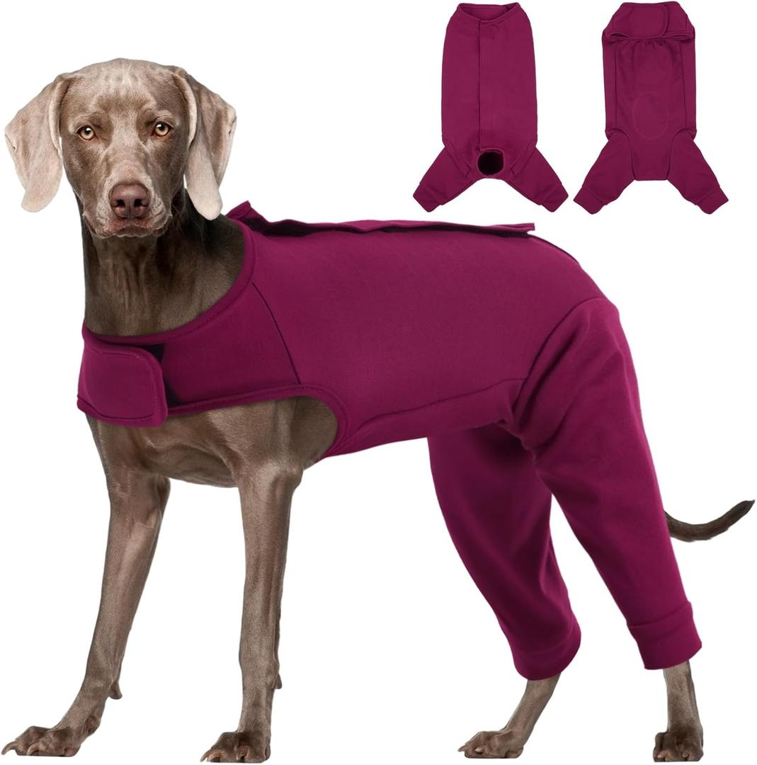 Kuoser Dog Surgery Suit for Back Legs, Dog Rear Leg Sleeve to Stop Licking, Female Spay Recovery Suit for Dogs After Surgery, Pet Puppy Surgical Onesie for Abdomen Wounds Skin Disease (XX-Large, Purple)