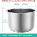 Stainless Steel Inner Pot for Instant Pot 6QT, Upgrade Replacement Pot for Instant Pot 6 Quart, Food Grade 304 (18/8) Stainless Steel Insert for Instantpot with Thick Bottom, Non-Toxic (No Teflon)