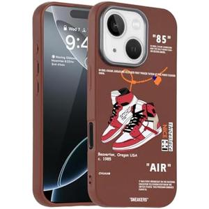 WMFLLNL Cool Phone Case for iPhone 15 Case for Boys Men Basketball Shoes Sneaker Print Design Cases Compatible with iPhone 15 Orange