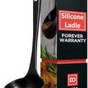 DI ORO Silicone Ladle – Soup Ladle for Cooking & Serving Heat-Resistant - Large Kitchen Soup Ladle Nonstick Cookware Safe - Soup Serving Spoon with Wide Bowl - Silicone Utensil Dishwasher Safe (Black)