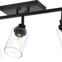 MELUCEE 5 Light Vanity Lights for Bathroom with Rotatable Light Head, Black Ceiling Light Fixture with Clear Glass Shade, Modern Spotlight Track Lighting Kit for Hallway Porch Foyer Bath