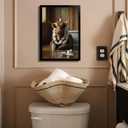 3pcs Funny Highland Cow Bathroom Wall Art Animal Bathroom Wall Decor Brown Cattle Picture Rustic Farmhouse Style Posters Prints Cow in Toilet Decorations for Restroom Home Decoration