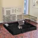 Rabbit PlaypenSmall Animal Cage with Waterproof Mat, 48" L*48" W*24" H Metal Hedgehog with Door, C&C Cage for Guinea Pigs, Bunny, Hedgehogs, Chinchillas(Playpen Only)