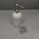 White Glass Dish Soap Dispenser for Kitchen Sink by Brighter Barns - Modern Kitchen Soap Dispenser Set - Refillable Glass Bottle with Pump - Neutral Minimalist Home Decor in Airbnb, Restaurant (White)