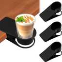 3PCS Drinking Cup Holder Clip, Kalolary Chair Desk Bottle Cup Stand DIY Glass Clamp Storage Saucer Clip for Potted Plant Beverage Soda Coffee Mug Holder Clip for Home & Office (Black)