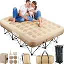 Upgraded Queen Inflatable Air Mattress with Frame, Self-Inflating Air Mattress Built in Pump Strong Support, Blow Up Queen Airbed Folding Camping Bed for Camping, Home, Guests, Portable Travel