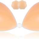 Adhesive Bra Strapless Sticky Invisible Push up Silicone Bra for Backless Dress, DDD Pink