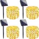 4 Pack Solar String Lights Outdoor - 320LED 132FT Solar Fairy Lights Waterproof 8 Modes, Copper Wire Solar Powered Twinkle Lights for Outside Tree Garden Christmas Wedding Party Decor (Warm White)