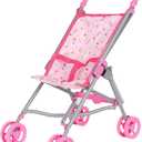 Dream Collection, Doll Stroller - Metal Fold Up and Down Umbrella Stroller for Realistic Pretend Play, Pink - 23”
