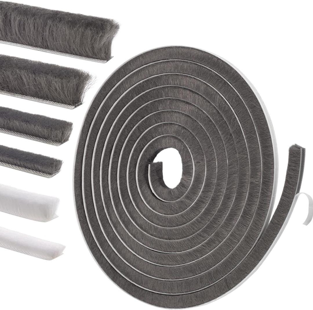 Self-Adhesive Weather Stripping Seal for Doors & Windows  Soundproof Insulation Gap Filler for Sliding, Exterior, Front, and Jamb Frames  0.6" x 0.35" x 33 ft, Gray