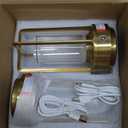 Portable Table Lamp for Outdoor Indoor: Cordless Rechargeable Desk Lamp with 3 Color Stepless Dimmable - Metal Battery Operated Lantern Light for Bedroom/Bar/Coffee Shop/Camping (Gold (2 Pack))