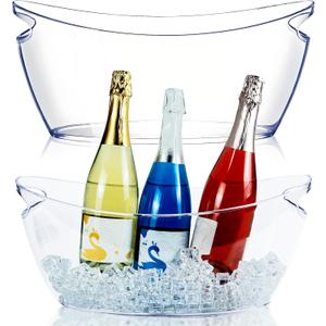 2 Pack Ice Bucket, 5.5L Small Ice Buckets Clear Beverage Tub for Champagne Beer Sparkling Wine Cocktails, Parties, Mimosa Bar Supplies, Christmas