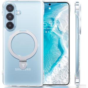 TORRAS for Samsung Galaxy S26 Case with Magnetic Stand, [NonYellowing] [Fit for MagSafe] [Drop Protection] [AntiSlip Grip] Frameless Thin & Slim for Galaxy S26 Case Clear 6.3''
