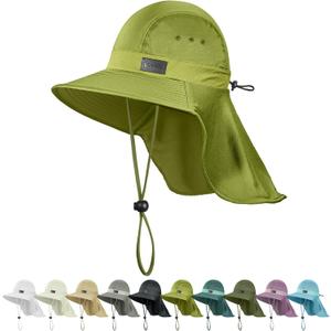 Sukeen Cooling Sun Hat for Men Women UPF50+ Wide Brim Fishing Hat with Neck Flap Adjustable Foldable Bucket Hat for Hiking (One Size, Army Green)