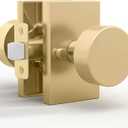 Mega Handles Laura Gold Privacy Door Knob - 1 Pack Reversible Interior Gold Door Knob, Heavy Duty Bed and Bath Door Knobs with Privacy Lock, Fits All Standard Door Sizes - Satin Brass