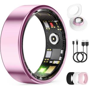 Smart Ring for Women & Men, Health Tracker Ring with Heart Rate, Blood Oxygen,Blood Pressure, IP68 Waterproof Fitness Ring, Sleep Tracker for iPhone and Android, No APP Fee (Lavender Pink, 9#)