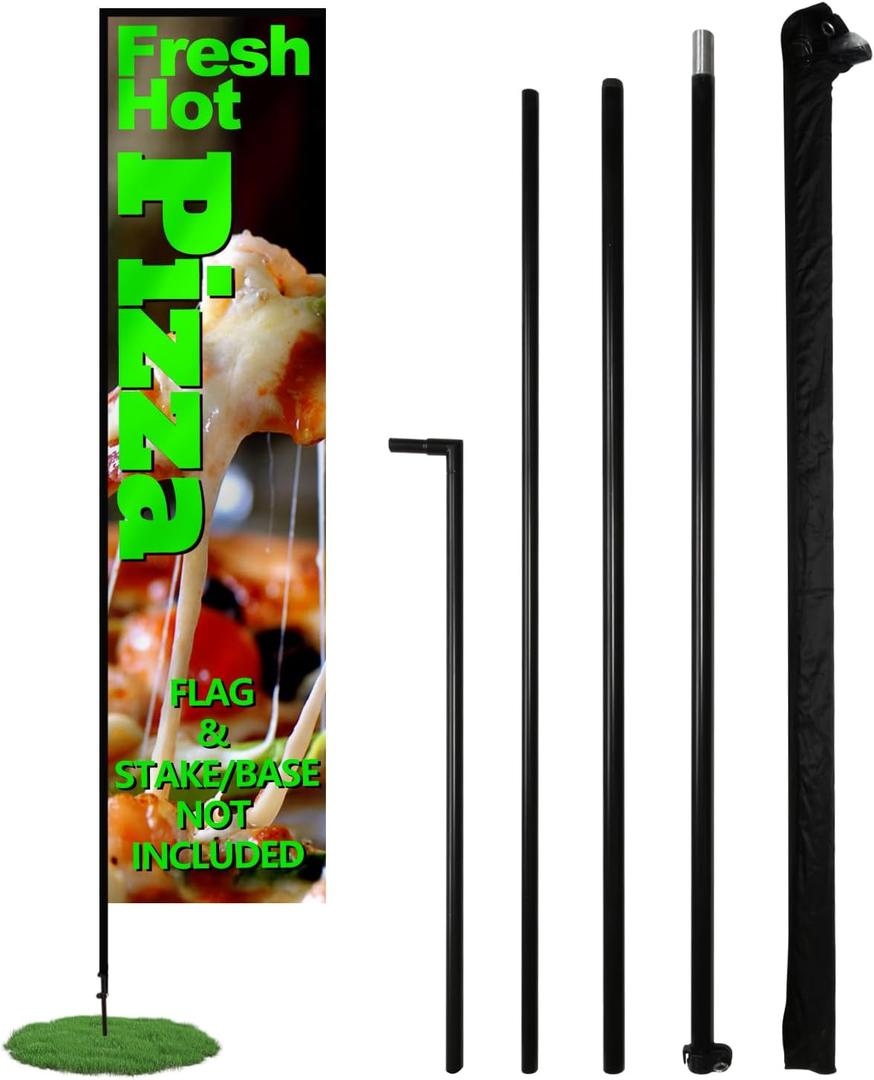 Anley Rectangle Feather Flagpole Set - Assembled Flutter Banner Pole Set with Carrying Bag - Fits 2.5Ft X 8Ft Feather Flags (Flag and Stand Not Included) - Flagpole ONLY