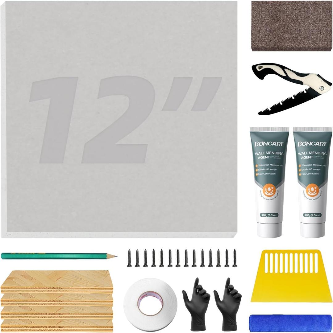 Drywall Repair Kit,Drywall Repair Panel 12 x12,Drywall Patch Kit Large Hole,Sheetrock Repair Kit,Wall Surface Large Hole Fill Quick and Easy Solution