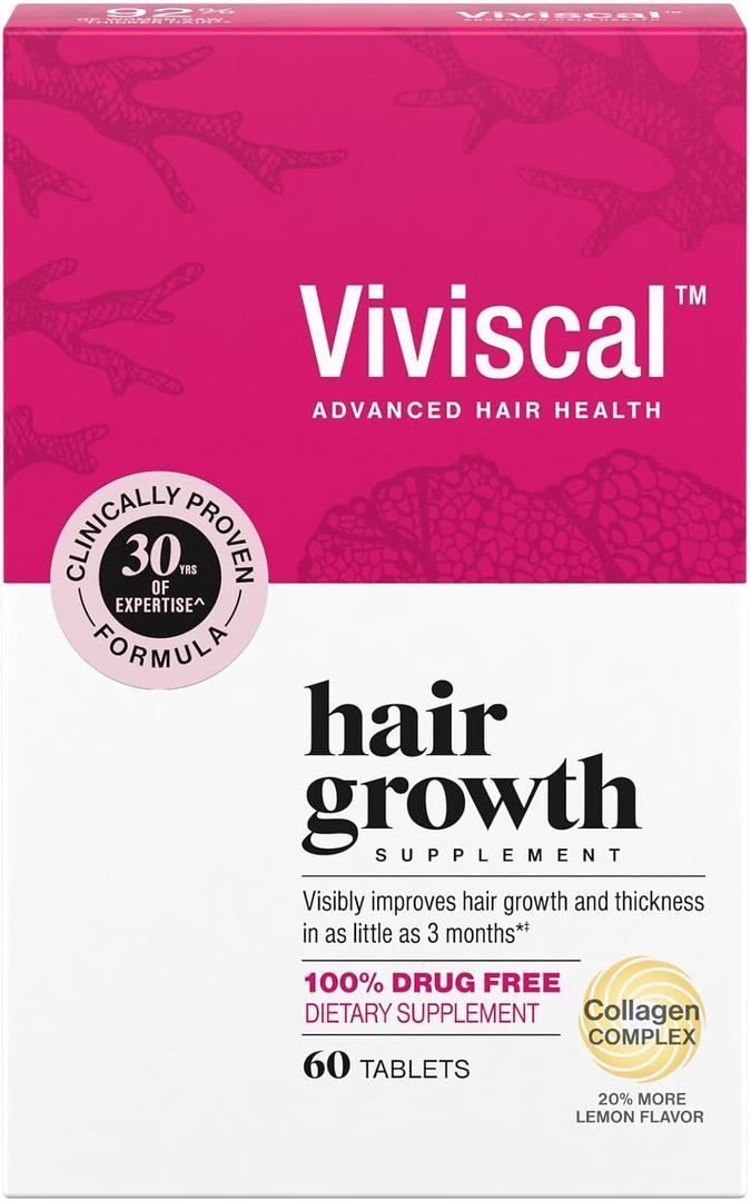 Viviscal Hair Growth Supplements For Women For Thicker, Fuller Hair, Nourishes Thinning & Loss, With Proprietary Collagen Complex, 60 Tablets, 1 Month Supply, Best by 2/29