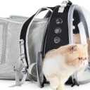 Lollimeow Cat Carrier Backpack, Expandable Bubble Pet Carrier for Cats and Small Dogs, Airline Approved Travel Backpack for Hiking, Walking & Outdoor Adventures - Supports up to 14 lbs