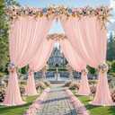 8x10FT Pale Pink Backdrop Curtains for Wedding Parties, Wrinkle Free Polyester Photography Backdrop Drapes for Wedding Baby Shower Birthday Parties Stage Background Stand Decorations 4x10ft,2 Panels