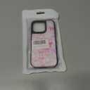 Case for iPhone 16 Pro, Trendy Aesthetic Pink Ribbon Bow Pattern Print, Glossy Hard PC Back Soft TPU Bumper, Slim Shockproof Anti-Scratch Cover for Teen Girls Women