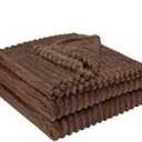 Throw Blanket for Couch - Flannel Fleece 3D Striped Ribbed Bed Blanket.Super Soft Blankets for Women Girls,Teacher Gifts Birthday Gifts Room Home Dorm Decor (Brown, Throw(50"x60"))