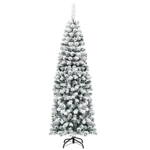6-ft Pencil Flocked Silver Artificial Christmas Tree