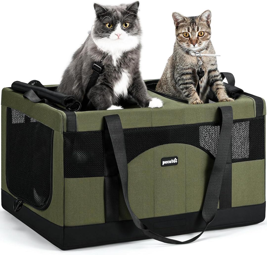 Pecute Large Cat Carrier, Soft Double Pet Crate for 2 Cats Travel, Green
Anti-Collapse Steel Frame, Convertible Dual Space, Foldable, Polyester Breathable mesh, Up to 26 lbs, Car Travel & Vet Visits