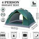 Happy Travel 3/4 Person Camping Tent, Instant Easy Pop Up Tents for Camping,Automatic Waterproof Family Camping Tent, Easy Set Up Tent,Portable Windproof Dome Tent for Camping Hiking & Traveling