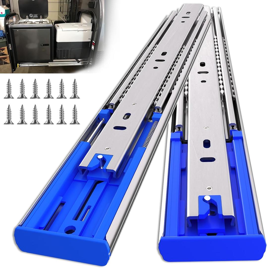 16 Inch 200lbs Soft Close Heavy Duty Drawer Slides, Side Mount Rails Full Extension Ball Bearing Cabinet Tool Box Runners Tracks Glides (1 Pair, with M4 Screws)