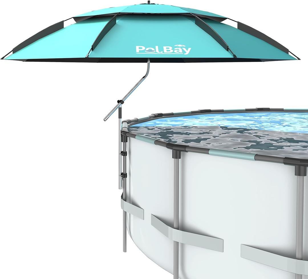 Above Ground Pool Umbrellas-7.2 FT Outdoor Pool Sunshade Canopy, Multi-purpose Patio Umbrella for Round/Oval/Rectangular Pools, Pool Shade Umbrellas for Garden, Beach, Backyard, Pool Accessories